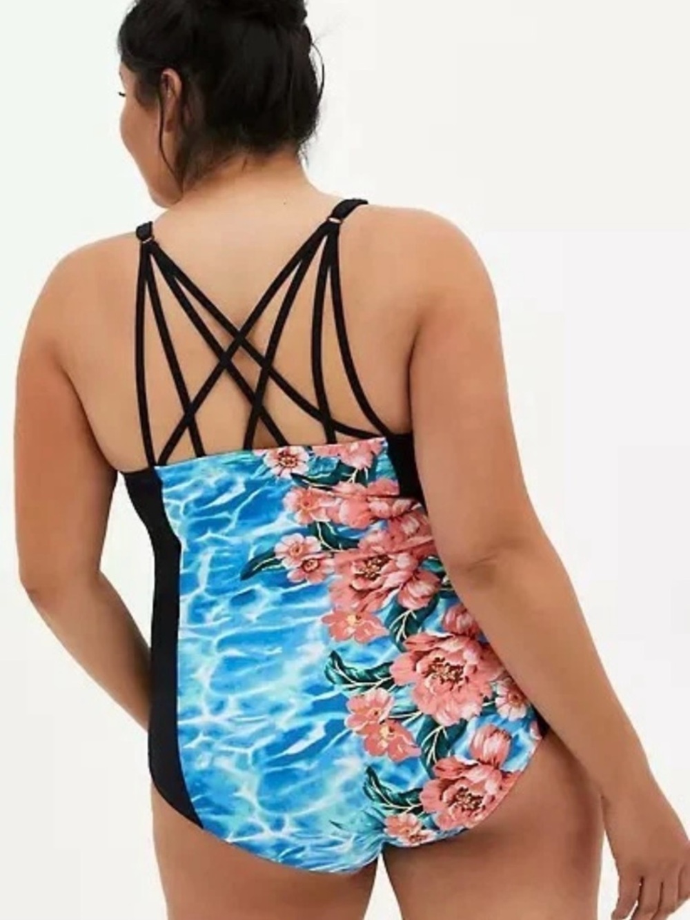 Torrid Adorable floral black  full coverage plus size 0 swimsuit one piece - Picture 3 of 16